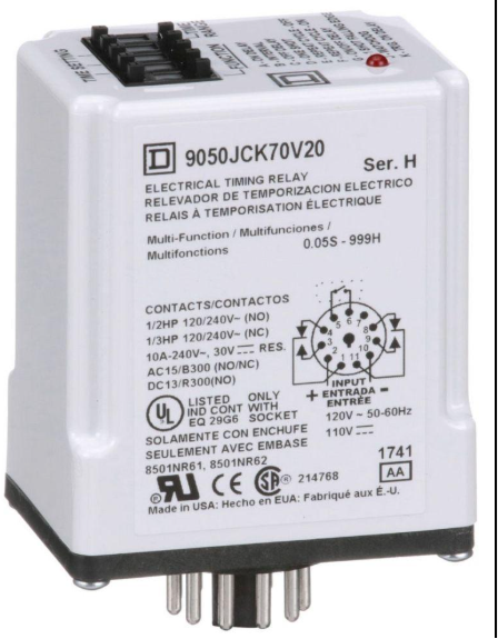 Square D 9050JCK70V20 120V 10A Timing Relay